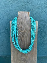 Load image into Gallery viewer, Navajo Turquoise &amp; Sterling Silver 5 Strand Beaded Necklace