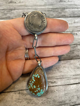 Load image into Gallery viewer, Navajo Number 8 Turquoise And Sterling Silver Liberty Necklace Signed