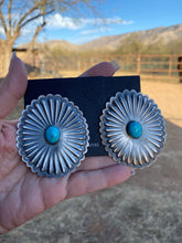 Load image into Gallery viewer, Dale Morgan Navajo Kingman Turquoise &amp; Sterling Concho studs