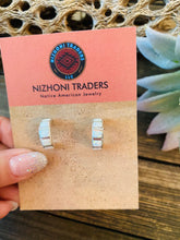 Load image into Gallery viewer, Zuni White Opal &amp; Sterling Silver Inlay Hoop Earrings