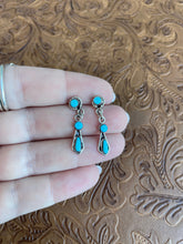 Load image into Gallery viewer, Zuni Sterling Silver And Turquoise Dangle Earrings