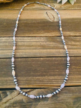 Load image into Gallery viewer, Sterling Silver Navajo Pearl &amp; Pink Opal Beaded Necklace 24 inch