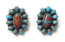 Load image into Gallery viewer, Handmade Sterling Silver And Coral Mojave Cluster Earrings