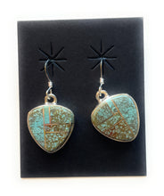 Load image into Gallery viewer, Navajo Number 8 Turquoise &amp; Sterling Silver Inlay Dangle Earrings Signed
