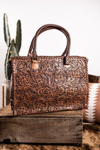 Load image into Gallery viewer, The Barbosa Floral Tooled Tote - Light Brown