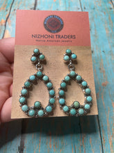 Load image into Gallery viewer, Handmade Turquoise And Sterling Silver Dangle Earrings Signed Nizhoni