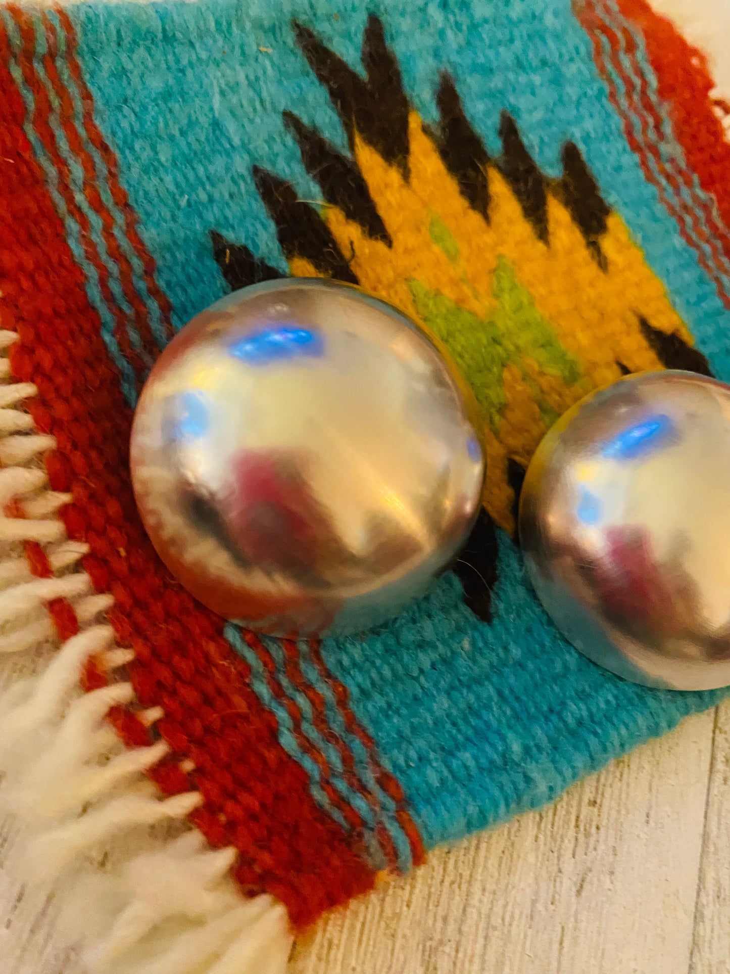 Navajo Sterling Silver Hand Jumbo Stud Earrings