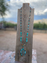 Load image into Gallery viewer, Navajo Sterling Silver &amp; Royston Turquoise Drop Necklace Signed