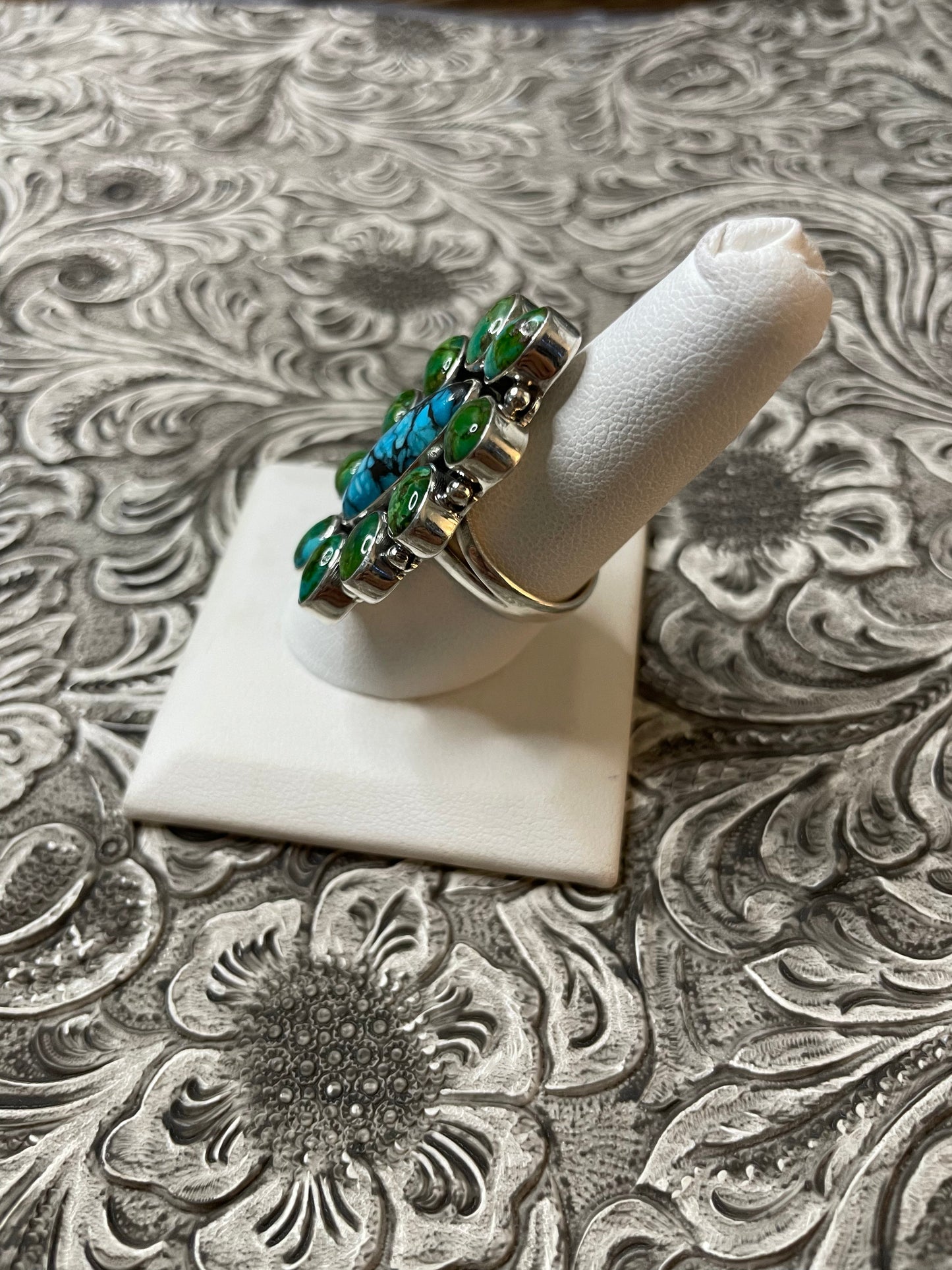 Navajo Turquoise and Sterling Silver Ring Size 8