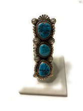 Load image into Gallery viewer, Navajo Turquoise And Sterling Silver Statement Ring Sz 8