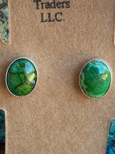 Load image into Gallery viewer, Navajo Sonoran Mountain Turquoise &amp; Sterling Silver Stud Earrings 5/8”