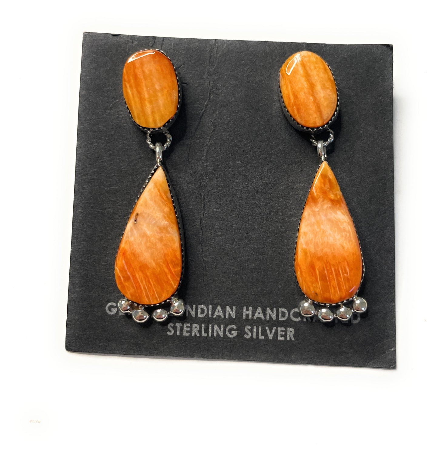 Navajo Sterling Silver And Coral Dangle Earrings