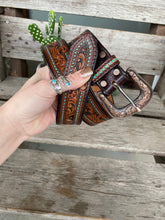 Load image into Gallery viewer, The Tammy Leather Belt - Teal Paisley