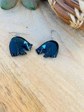 Load image into Gallery viewer, Vintage Zuni Jet &amp; Turquoise Fetish Bear Earrings
