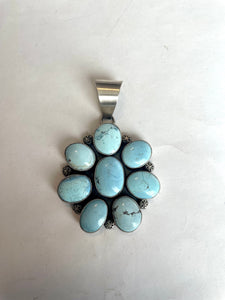 Navajo Golden Hills Turquoise & Sterling Silver Pendant Signed