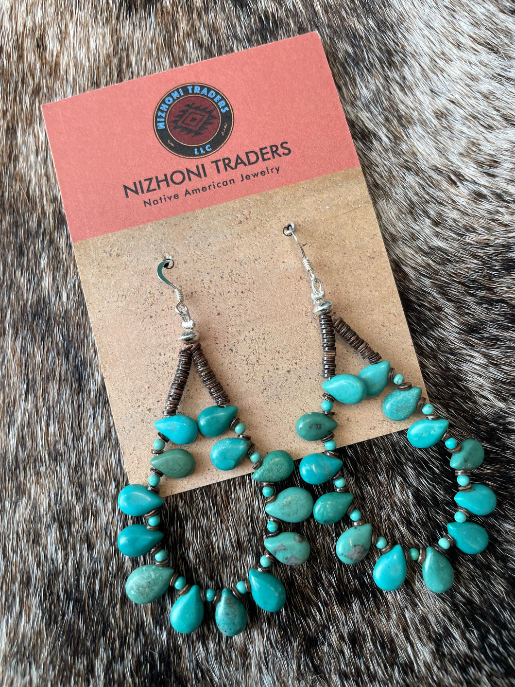 Navajo Sterling Silver Turquoise Beaded Earrings