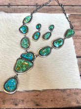 Load image into Gallery viewer, Beautiful Navajo Sterling Silver Sonoran Mountain Turquoise Necklace &amp; Earring Set