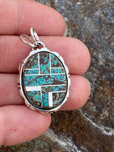 Load image into Gallery viewer, Turquoise Sterling Silver 1.25” Oval Pendant