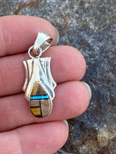 Load image into Gallery viewer, Navajo Turquoise, Onyx, Petrified Wood Pendant