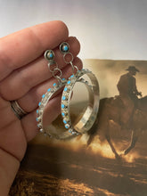 Load image into Gallery viewer, Navajo Sterling Silver And Turquoise Hoop Earrings