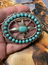 Load image into Gallery viewer, Navajo Turquoise And Sterling Silver Pendant Pin Signed