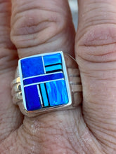 Load image into Gallery viewer, Navajo Lapis, Turquoise, Blue Opal Signet Ring