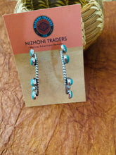 Load image into Gallery viewer, Navajo Sterling Silver &amp; Turquoise Hoop Earrings