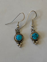 Load image into Gallery viewer, Navajo Turquoise &amp; Sterling Silver twist wrap Dangle Earrings