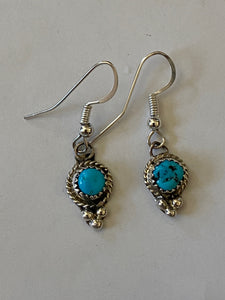 Navajo Turquoise & Sterling Silver twist wrap Dangle Earrings