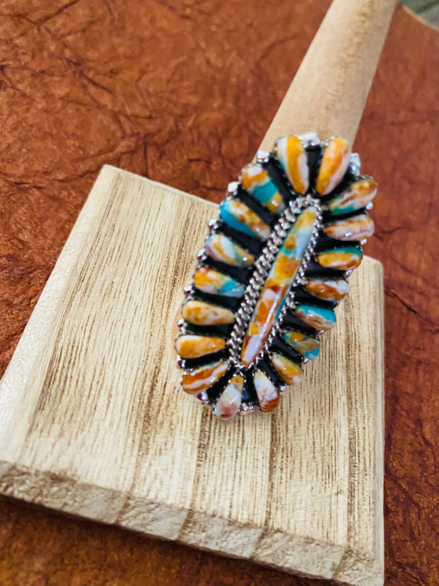 Navajo Sterling Silver & Natural Spice Mojave Cluster Ring