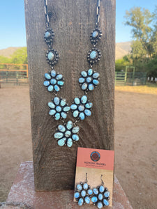 Amazing Navajo Golden Hills Turquoise & Sterling Pendant Set Signed