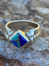 Load image into Gallery viewer, Navajo Lapis, Turquoise, Blue Opal Petite Square Ring