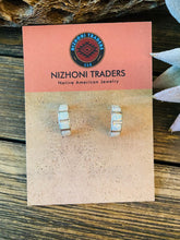 Load image into Gallery viewer, Zuni White Opal &amp; Sterling Silver Inlay Hoop Earrings