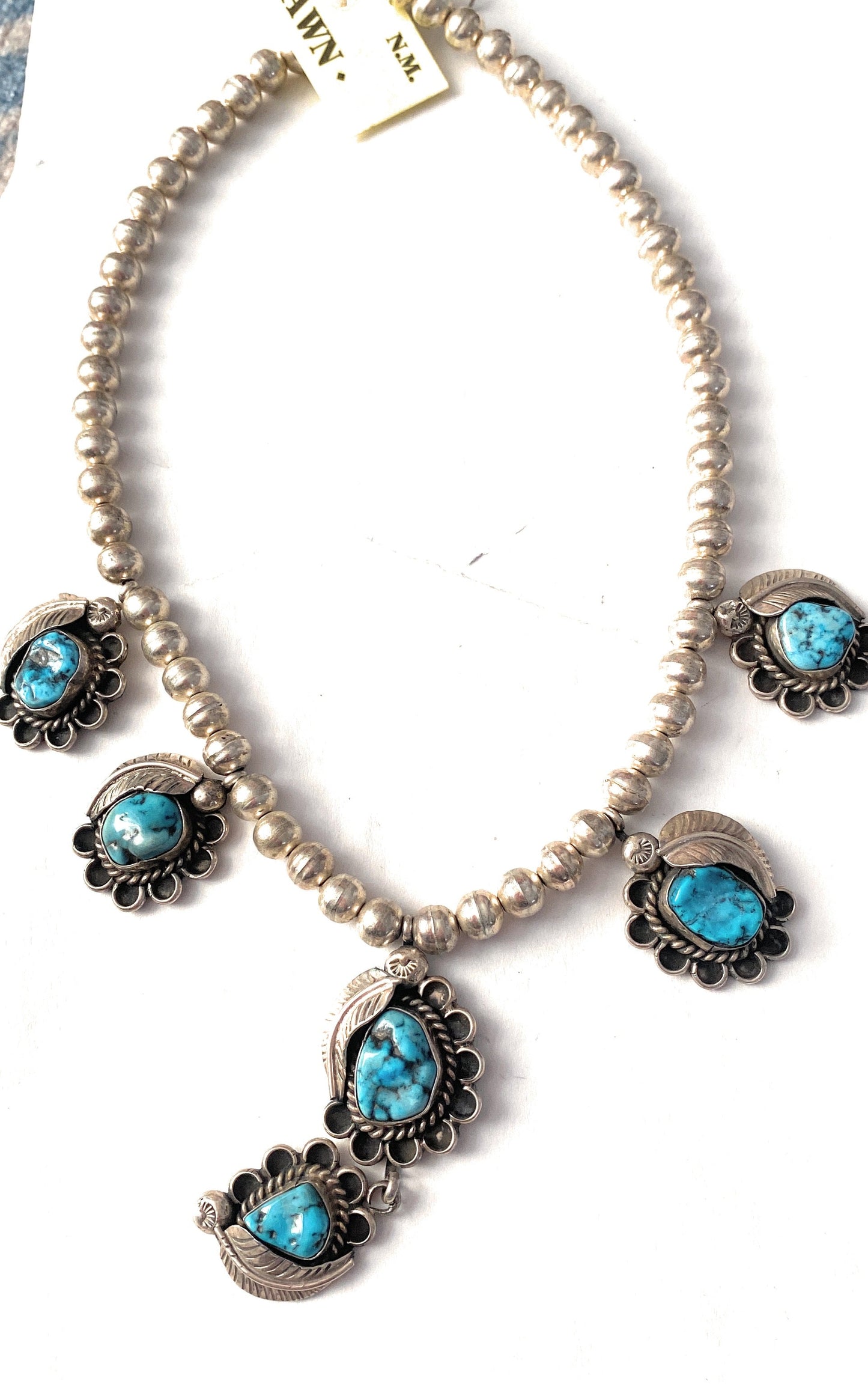 Vintage Old Pawn Navajo Turquoise & Sterling Silver Necklace