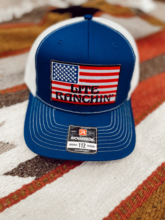 Lite Ranchin Royal Blue American Flag