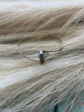 Load image into Gallery viewer, Navajo Sterling Silver, Turquoise, &amp; Coral Baby Cuff Bracelet