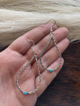 Load image into Gallery viewer, Navajo Sterling Silver &amp; Turquoise Rope Style Earrings