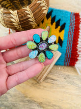 Load image into Gallery viewer, Handmade Sterling Silver &amp; Opal Cluster Adjustable Ring