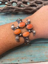 Load image into Gallery viewer, Chimney Butte Navajo Orange Spiny And Sterling Silver Cuff Bracelet Signed
