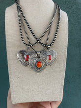 Load image into Gallery viewer, Navajo Coral &amp; Sterling Silver Heart Pendant