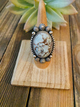 Load image into Gallery viewer, Navajo Golden Hills Turquoise &amp; Sterling Silver Ring Size 6.5