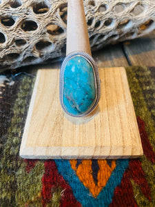 Navajo Gold Canyon Turquoise & Sterling Silver Adjustable Ring by Wydell Billie