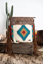 Load image into Gallery viewer, The Maddox Saddle Blanket Purse - Teal &amp; Cream