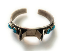 Load image into Gallery viewer, Old Pawn Vintage Navajo Turquoise &amp; Sterling Silver Watch Cuff Signed