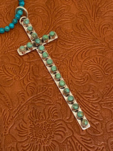 Load image into Gallery viewer, Handmade Royston Turquoise &amp; Sterling Silver Cross Pendant