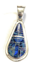 Load image into Gallery viewer, Navajo Sterling Silver &amp; Blue Opal Inlay Pendant