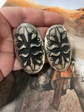 Load image into Gallery viewer, Navajo Sterling Silver Concho Earrings Stamped By Tahe