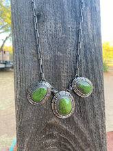 Load image into Gallery viewer, Navajo Gaspeite &amp; Sterling Silver Necklace Set by Larry Kaye