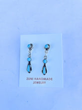 Load image into Gallery viewer, Zuni Sterling Silver And Turquoise Dangle Earrings