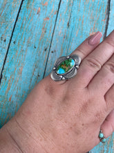 Load image into Gallery viewer, Navajo Sonoran Mountain Turquoise And Sterling Silver Statement Ring Size 7